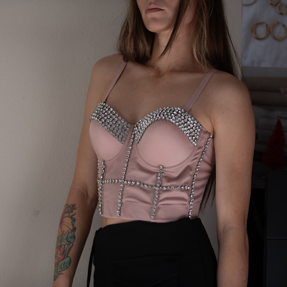 MISSLOLA rhinestone bustier